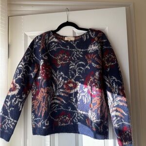 Sezane Floral Sweater - Navy and Red